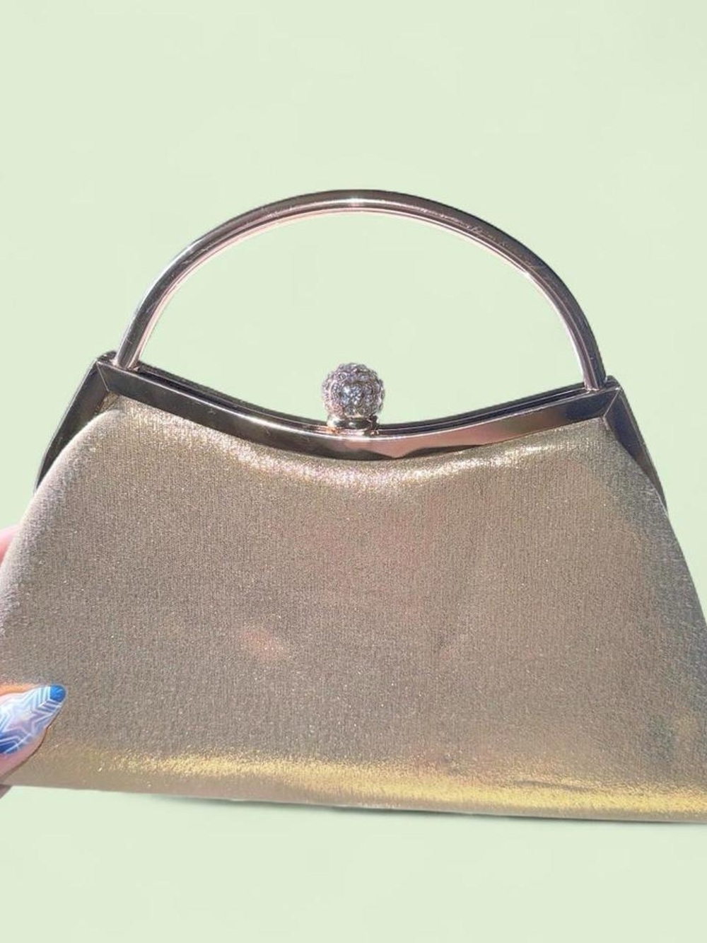 Vintage Gold and Silver Crystal Evening Clutch - Picture 2 of 6